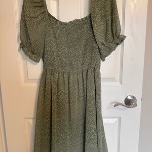 Green Puff Sleeve Dress
